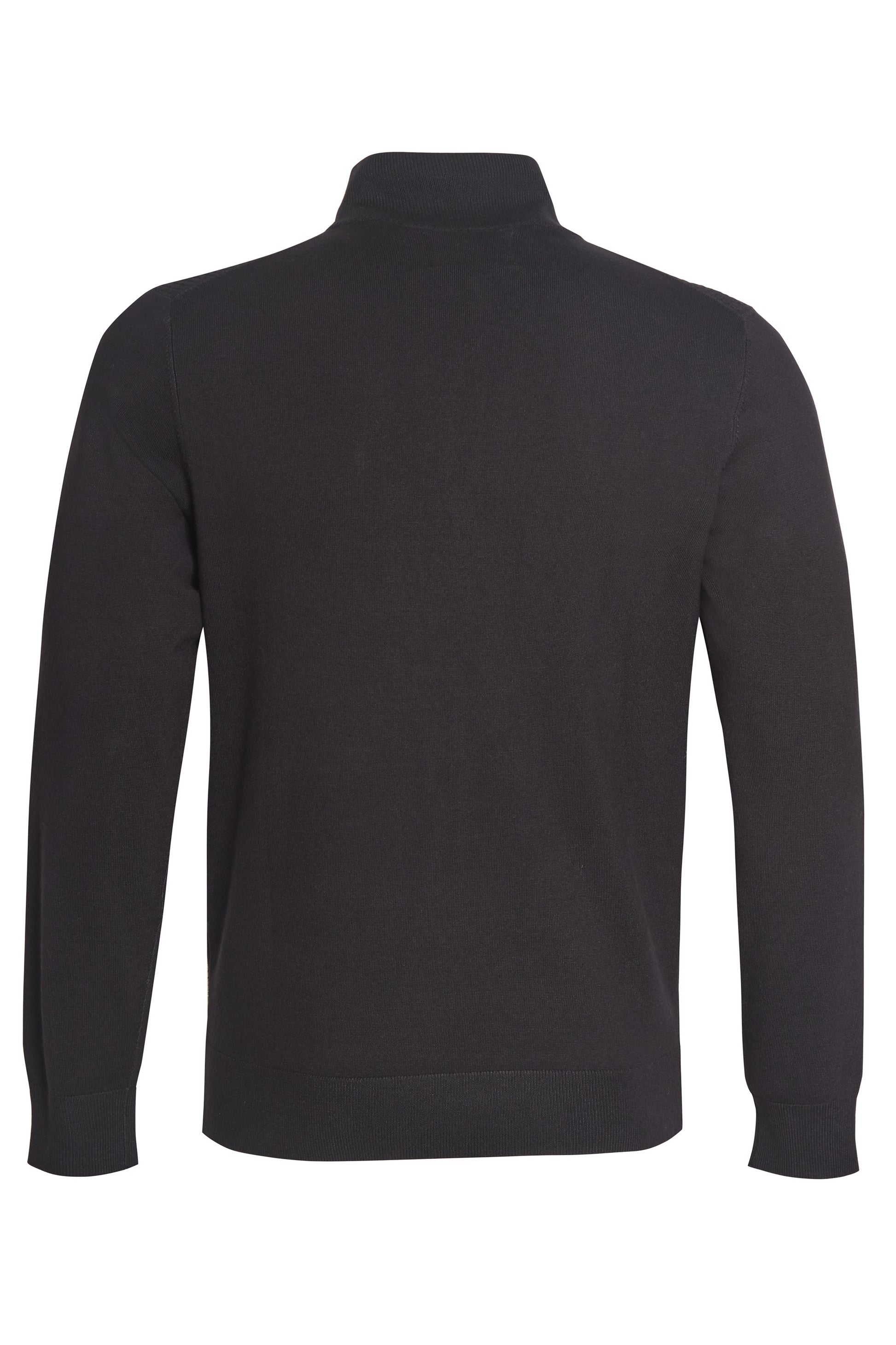 Black textured quarter zip neck knit