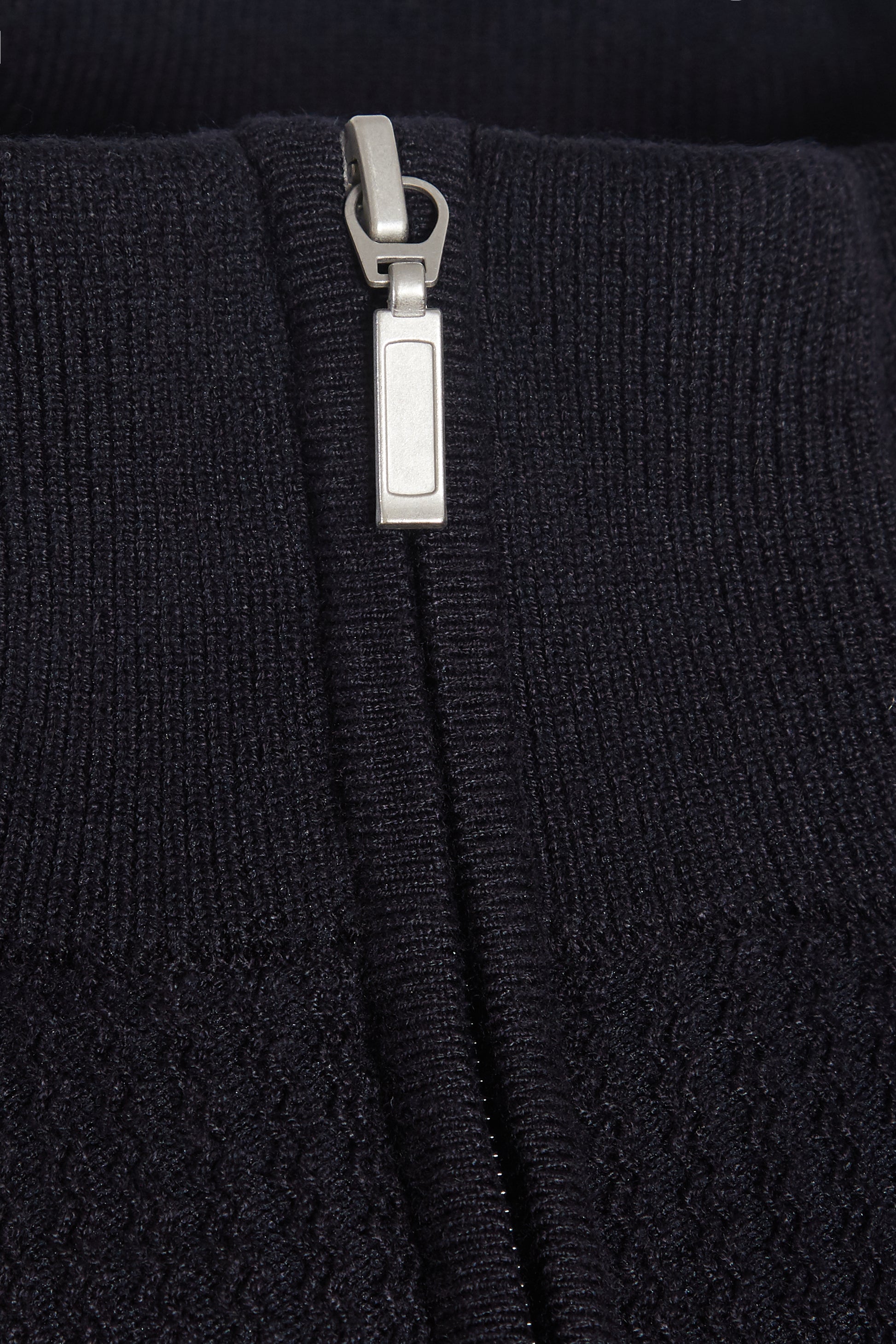 Navy textured quarter zip neck knit