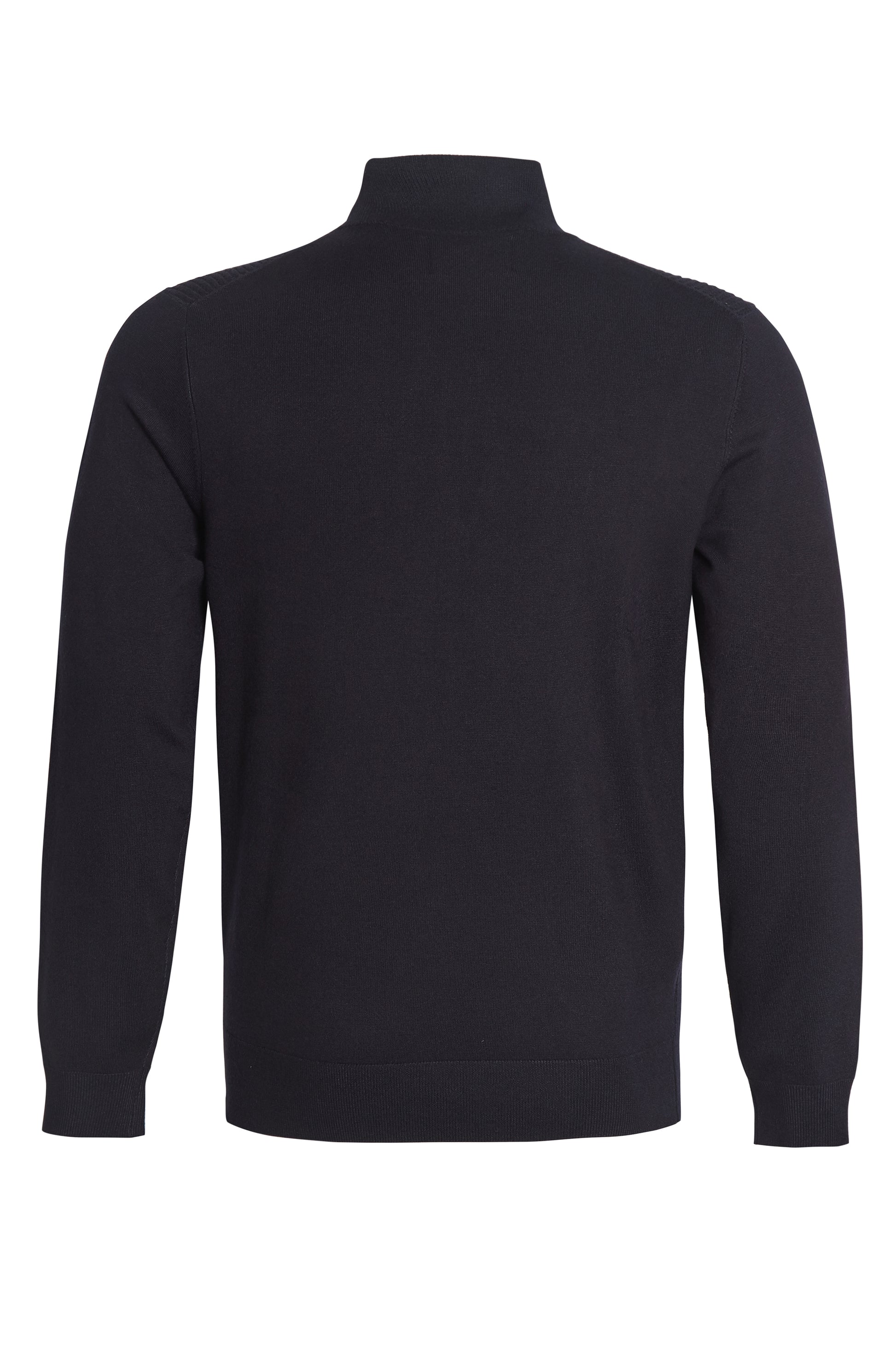Navy textured quarter zip neck knit