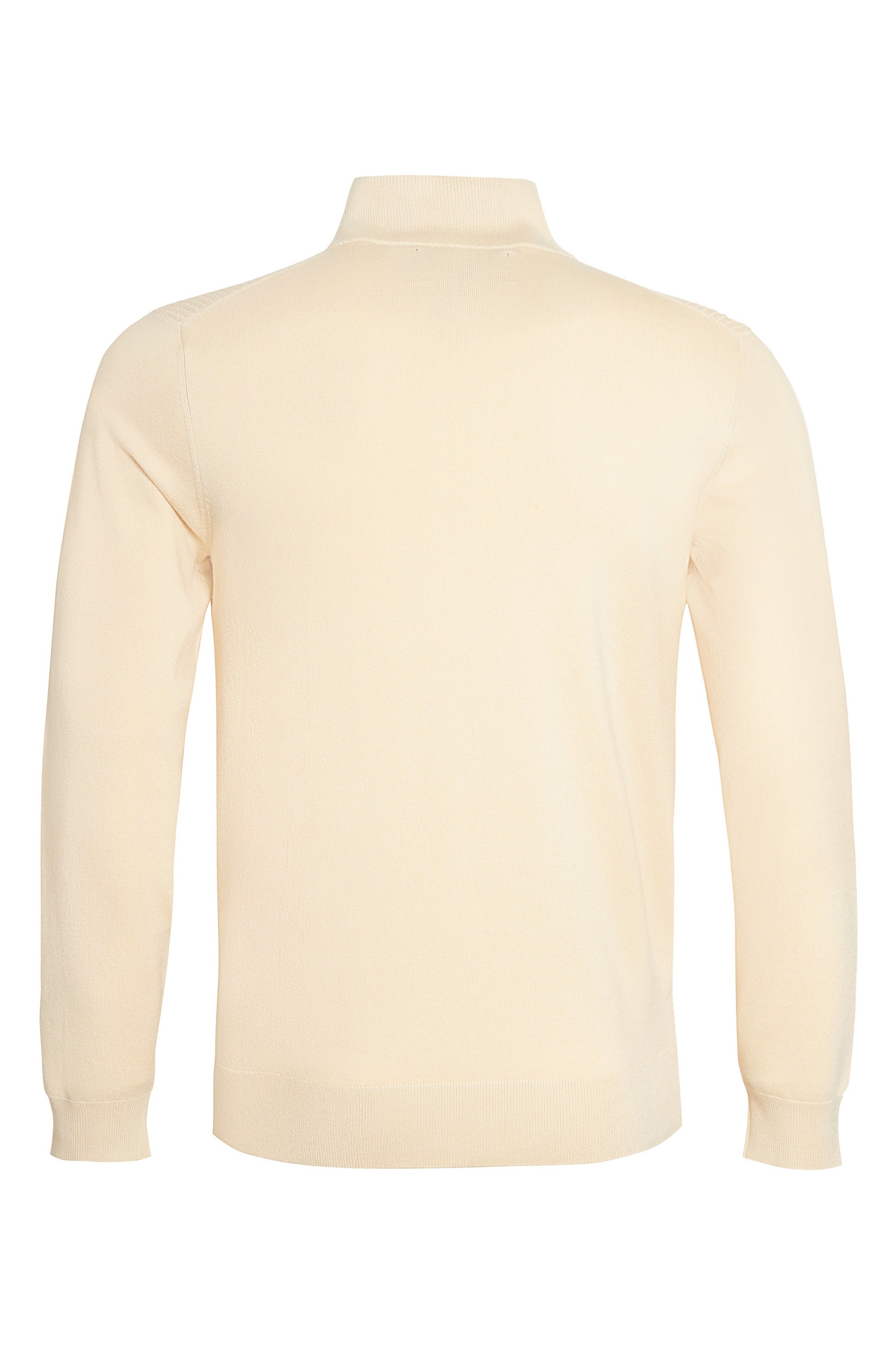 Ecru textured quarter zip neck knit