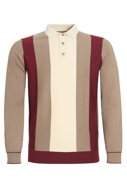 Sage wine colour block knit polo