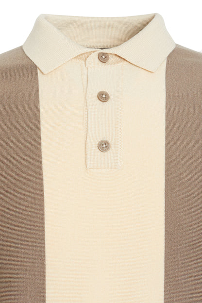 Sage wine colour block knit polo