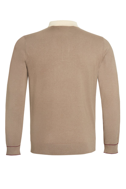 Sage wine colour block knit polo