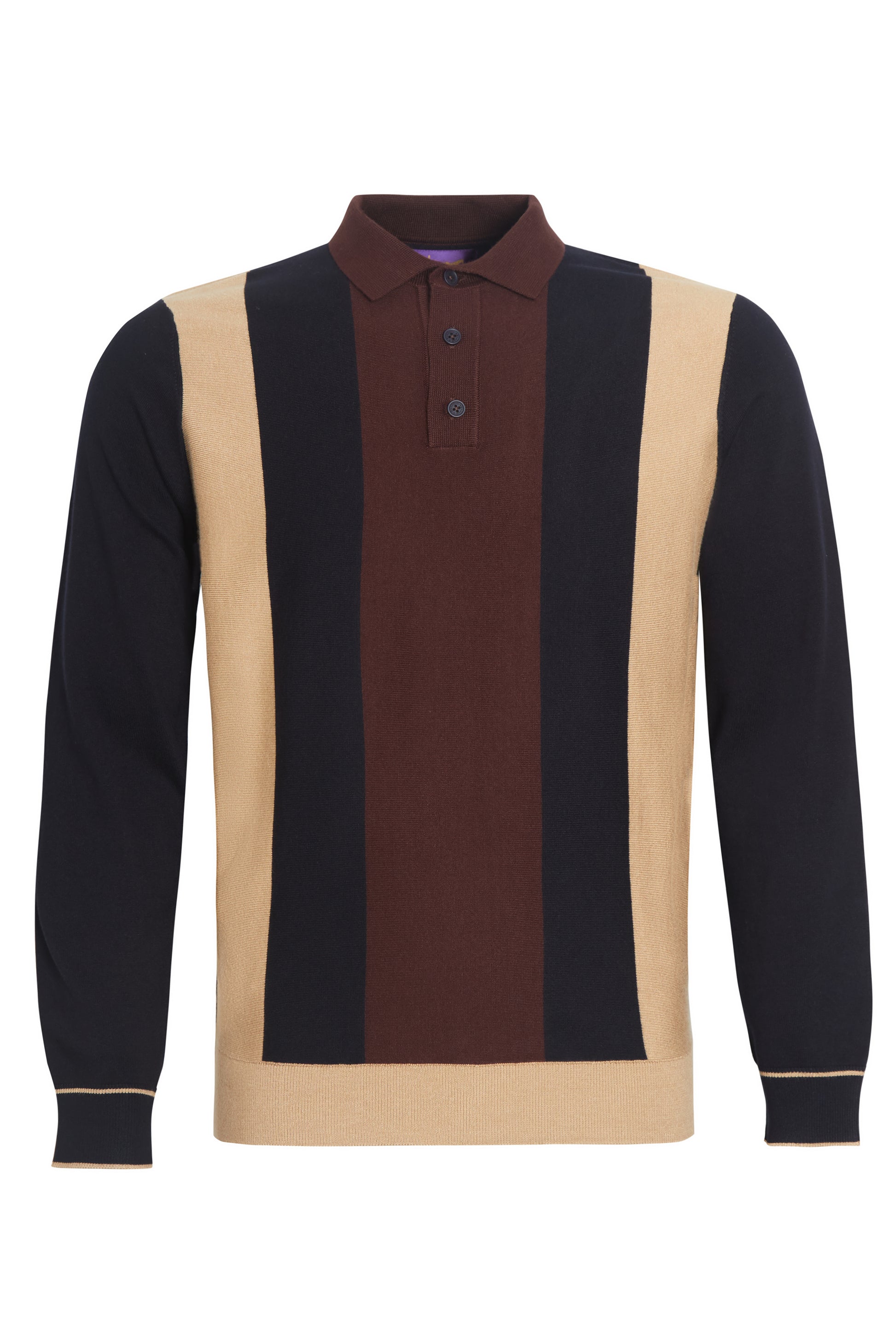 Chocolate navy colour block knit polo