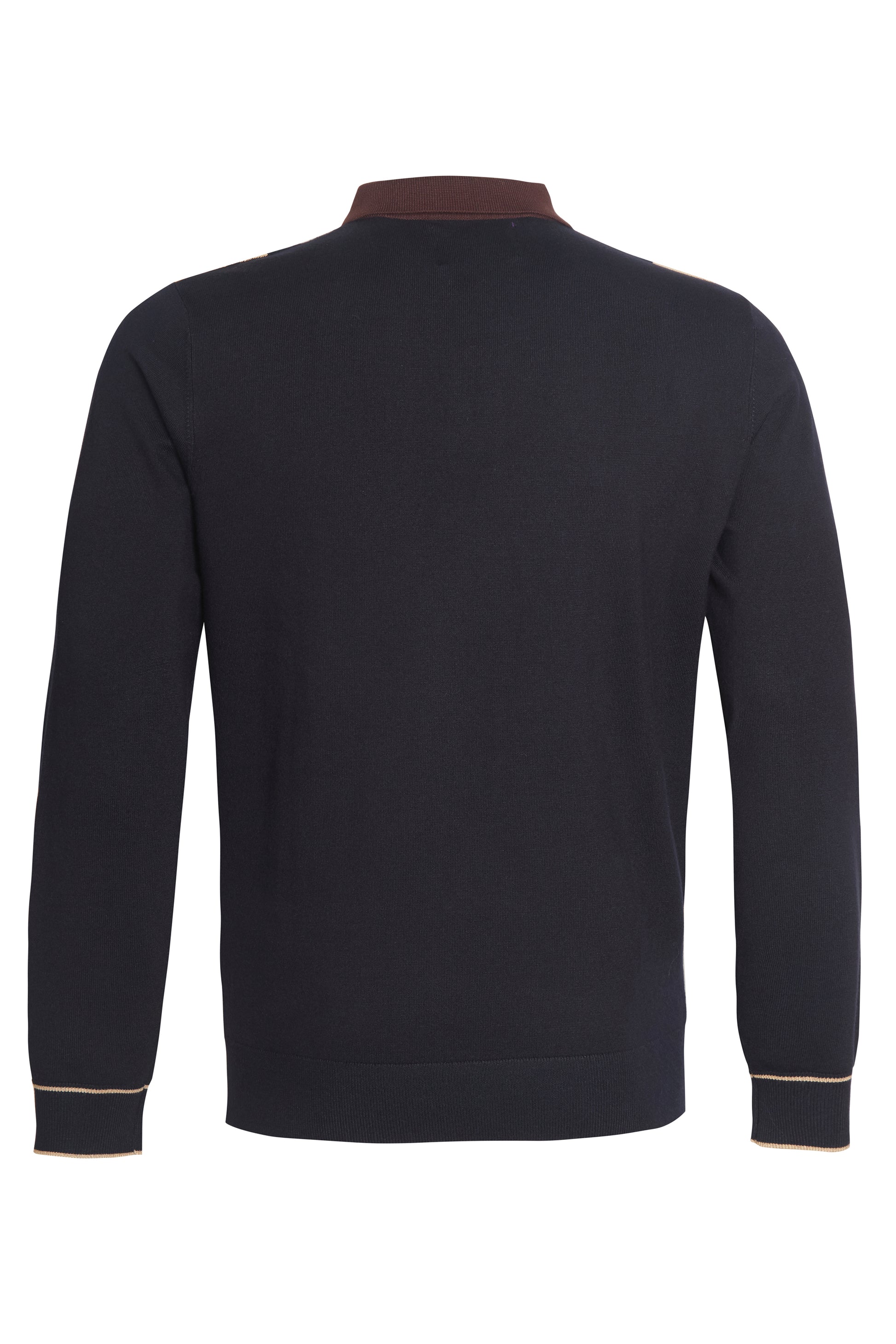 Chocolate navy colour block knit polo