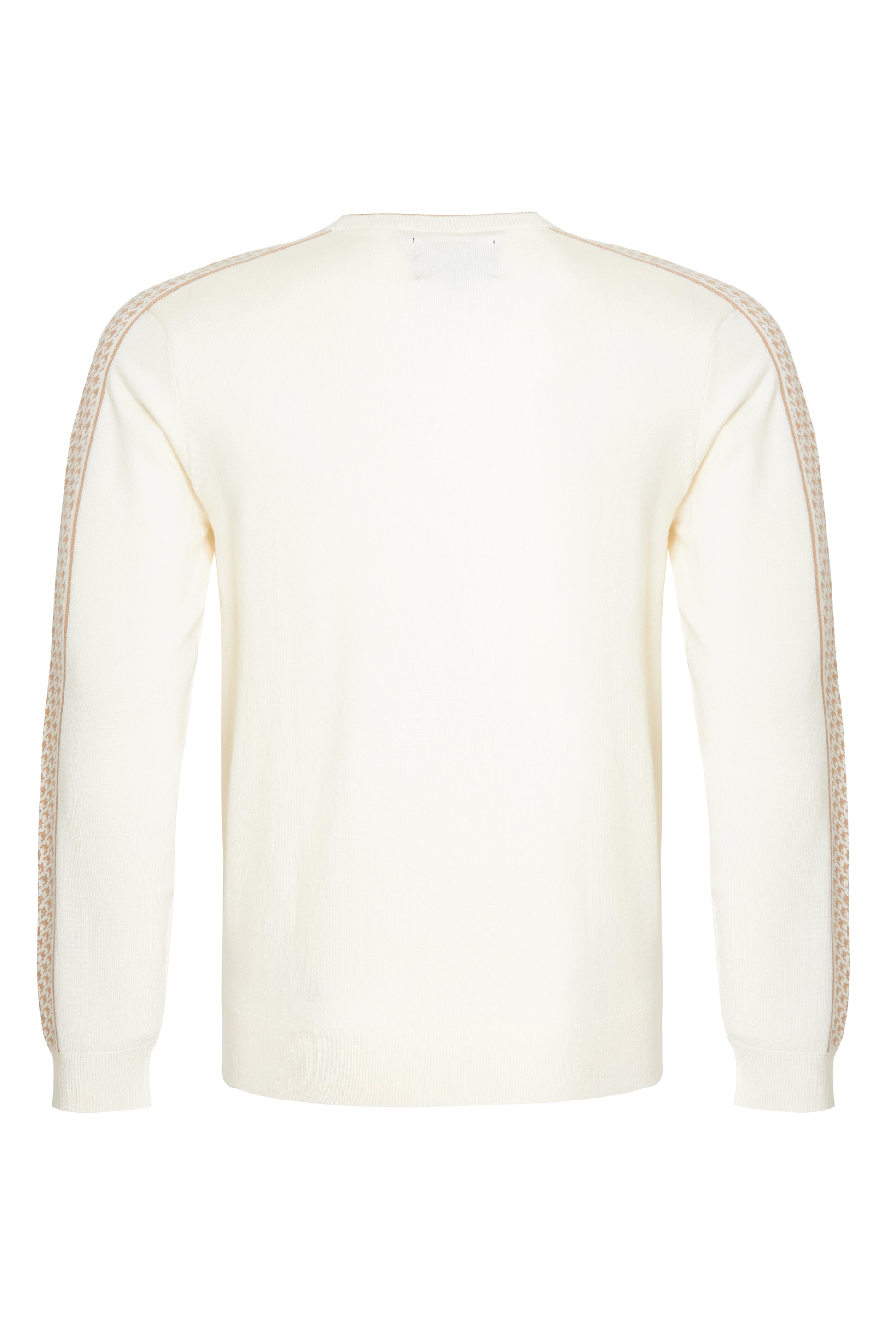 Off white crew neck knit jacquard sleeve soft