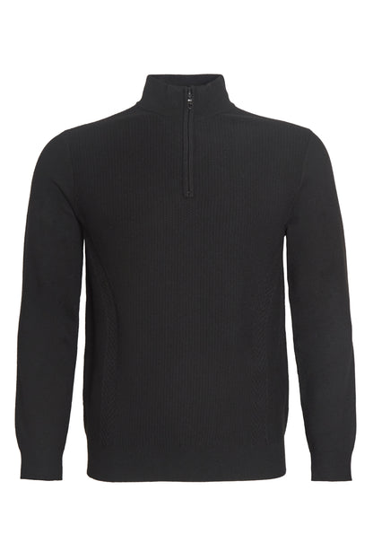 Black quarter zip neck knitted sweater