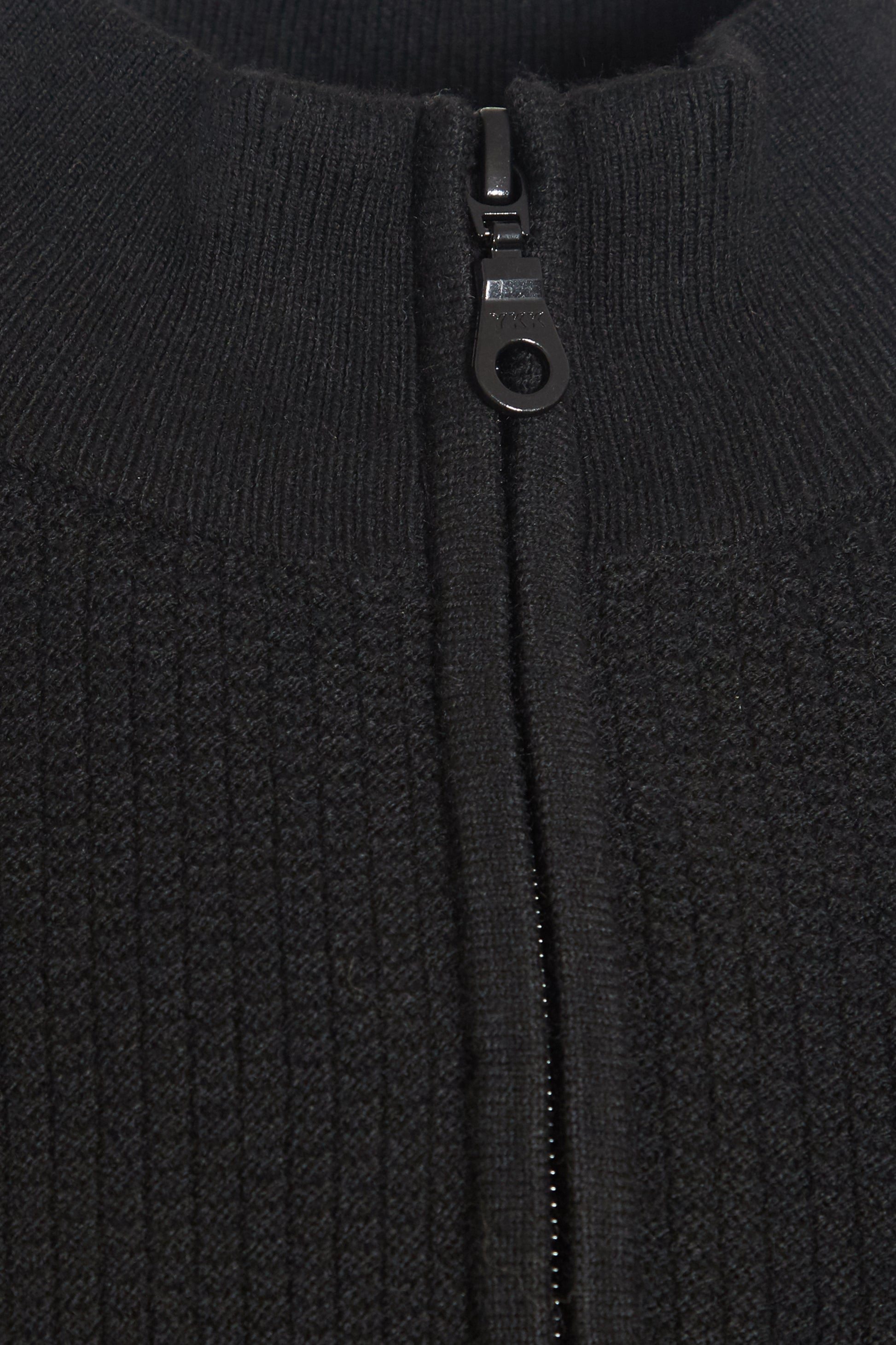 Black quarter zip neck knitted sweater
