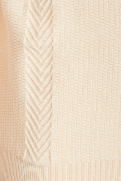 Cream quarter zip neck knitted sweater