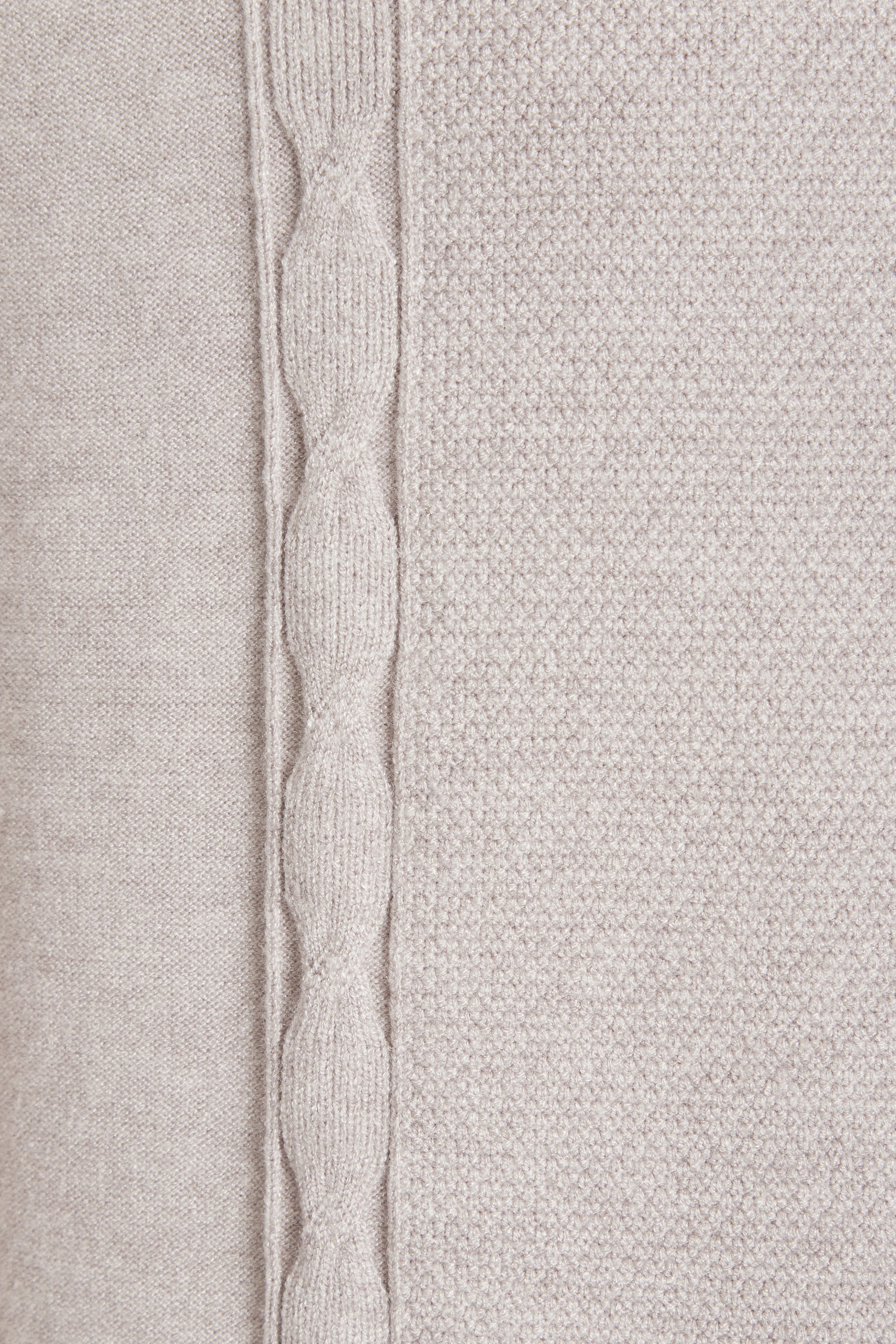 Grey melange soft crew neck knit cable detail
