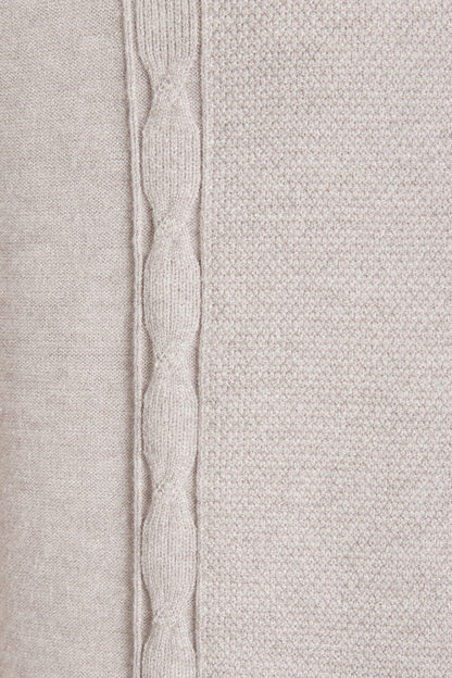 Grey melange soft crew neck knit cable detail