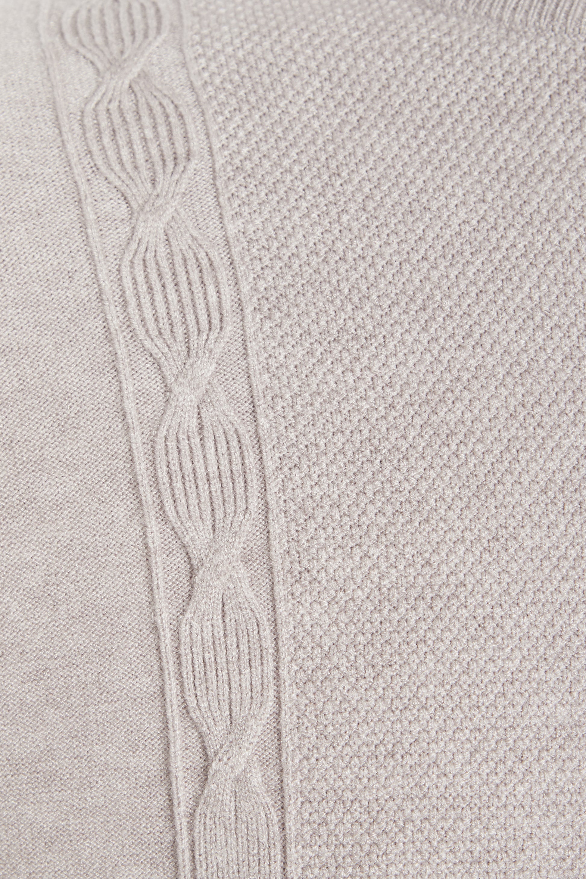 Grey melange soft crew neck knit cable detail