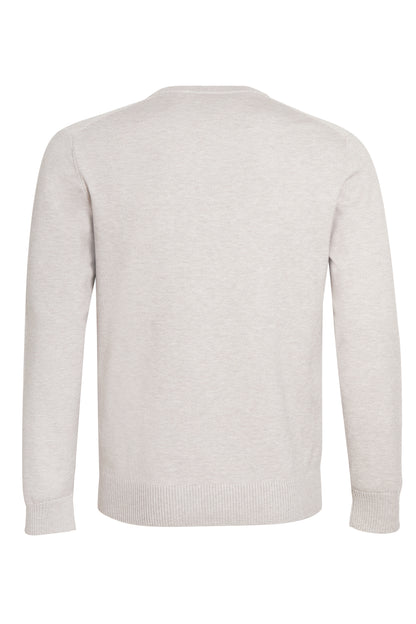 Grey melange soft crew neck knit cable detail