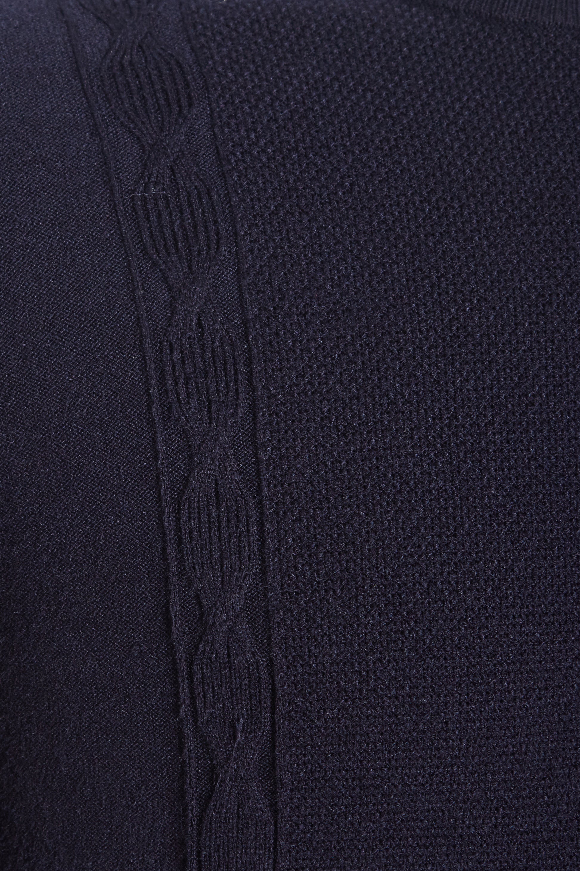 Navy soft crew neck knit cable detail