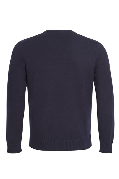 Navy soft crew neck knit cable detail