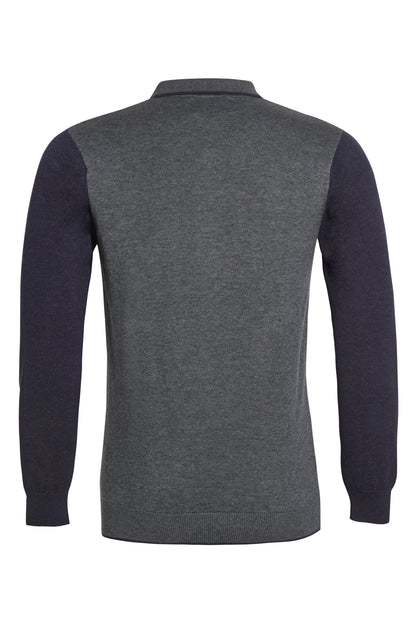 Colour block cable knit polo indigo navy