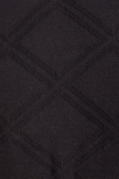 Black diamond jacquard crew neck knit