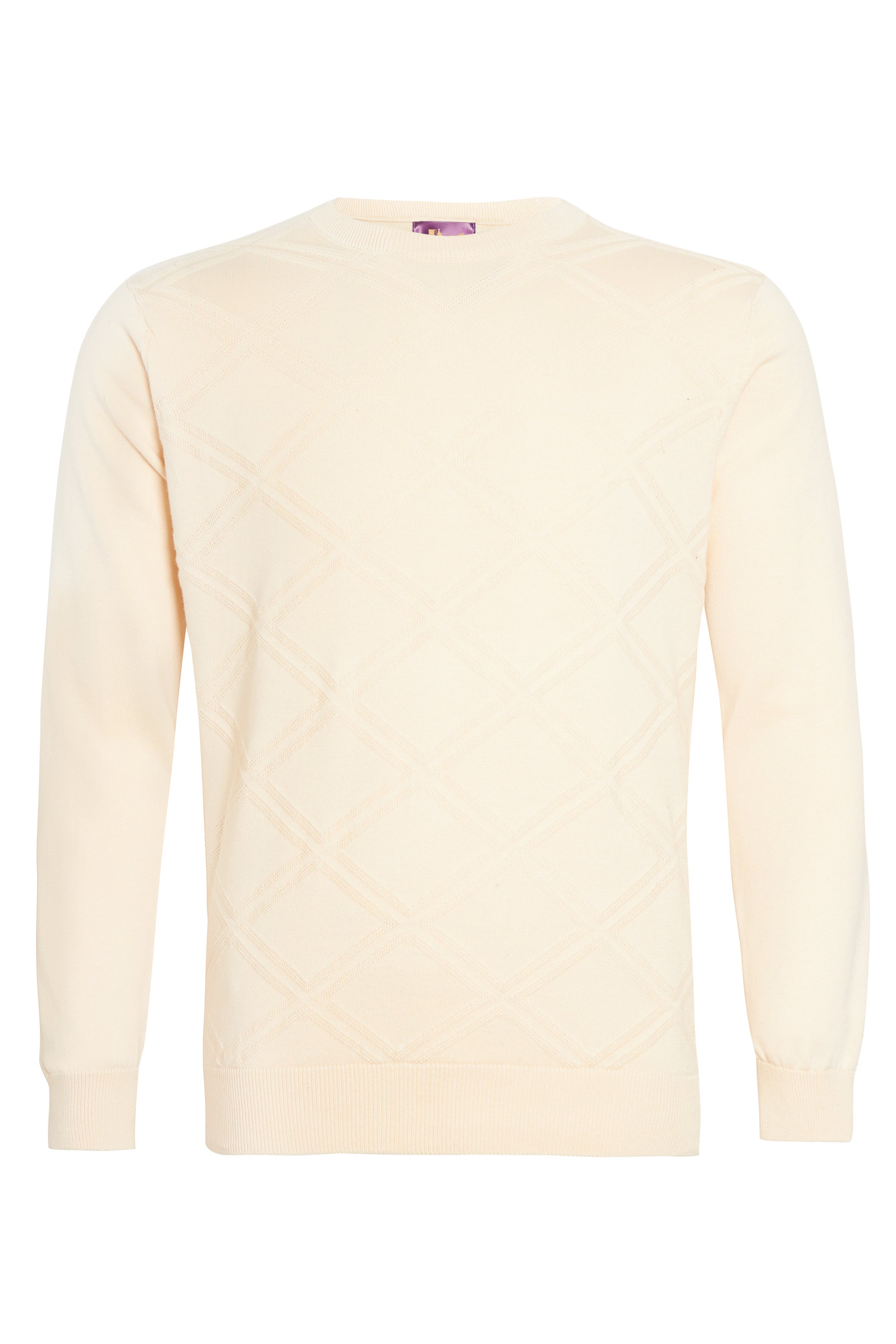 Stone diamond jacquard crew neck knit