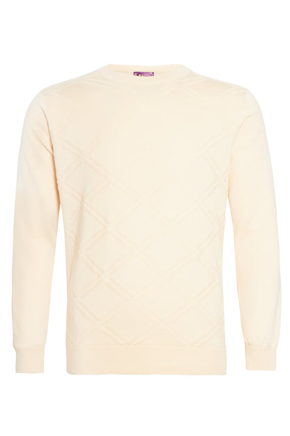 Stone diamond jacquard crew neck knit