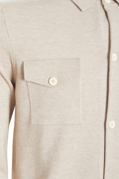 Oatmeal soft knitted overshirt