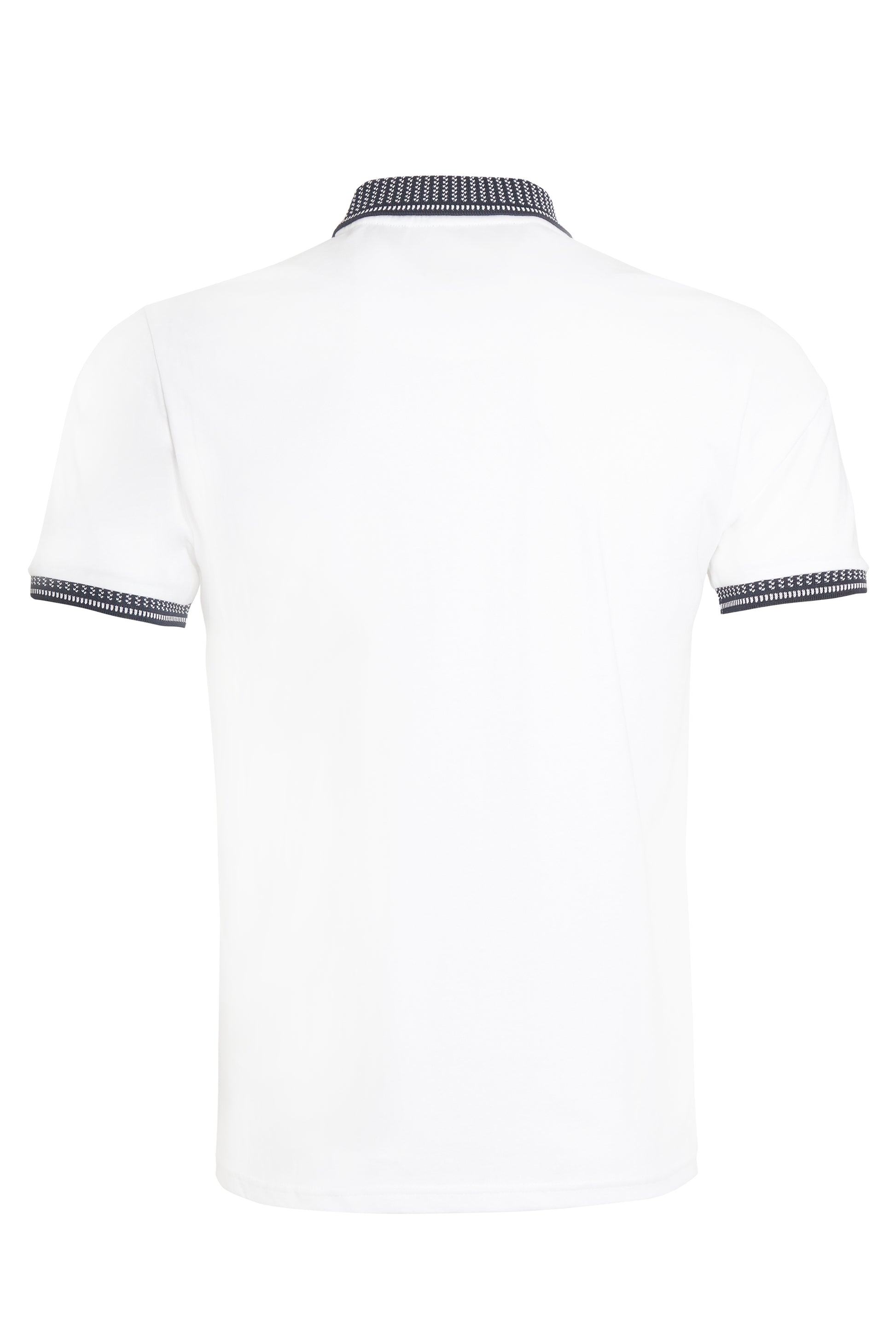 White jersey polo jacquard collar