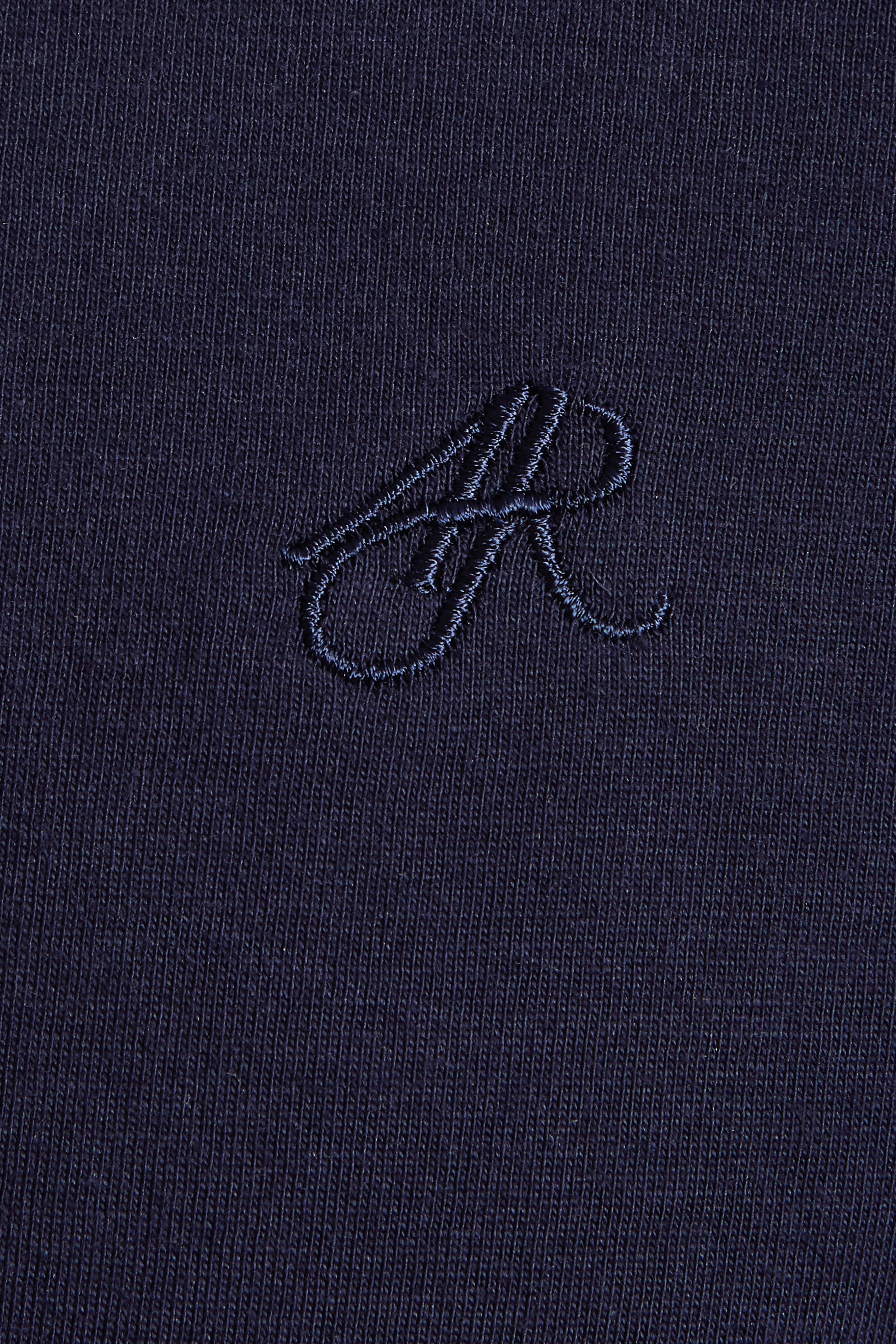 Navy jersey polo jacquard collar