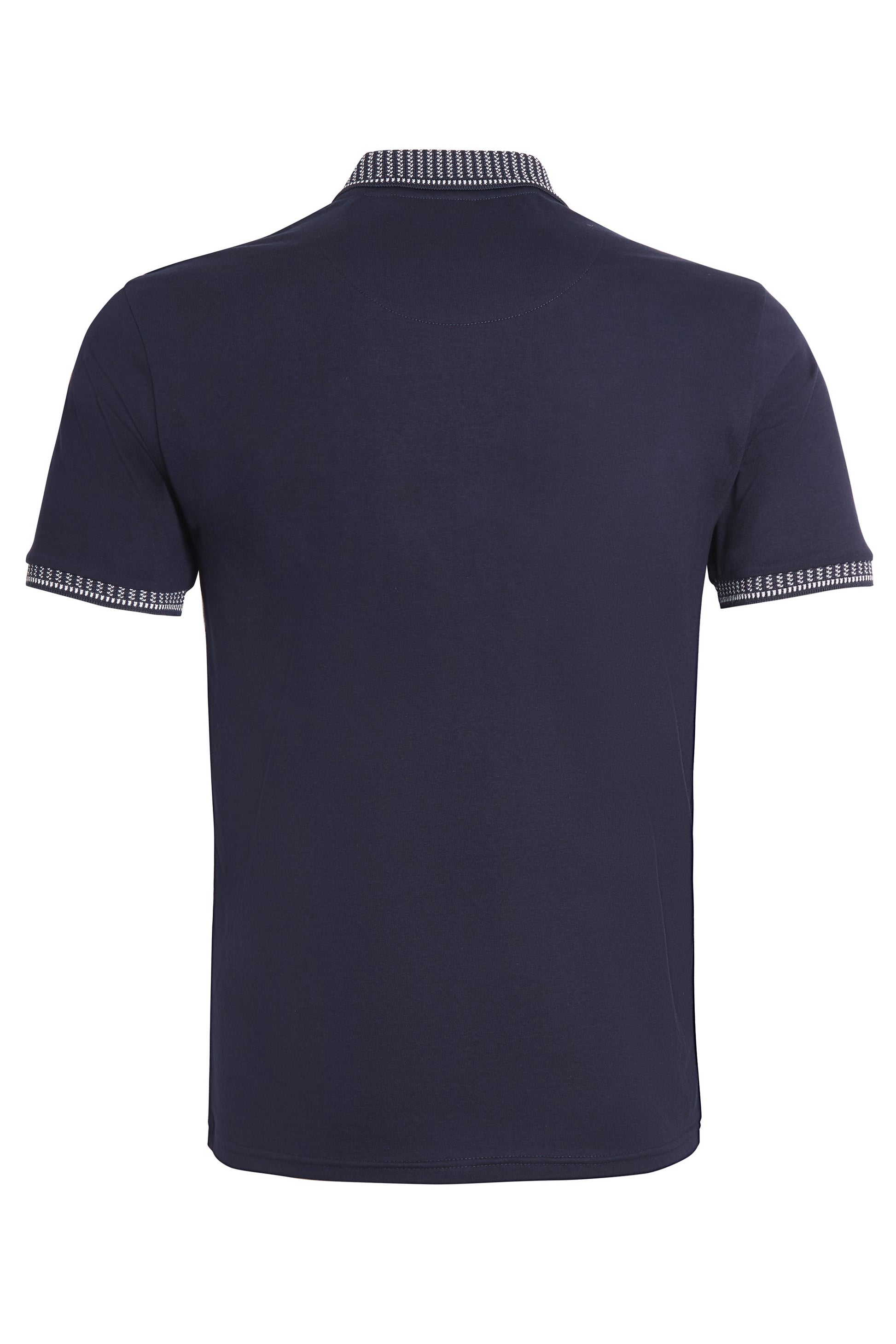 Navy jersey polo jacquard collar