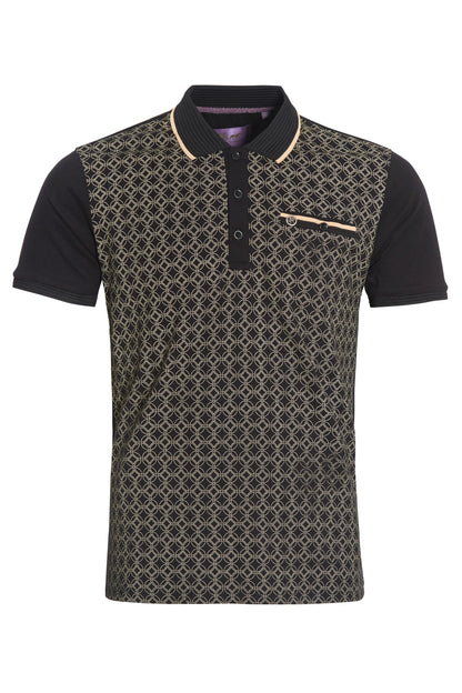 Black printed polo shirt