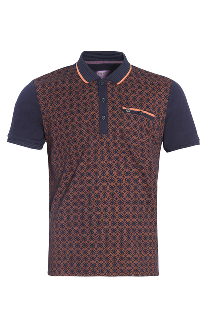 Navy printed polo shirt