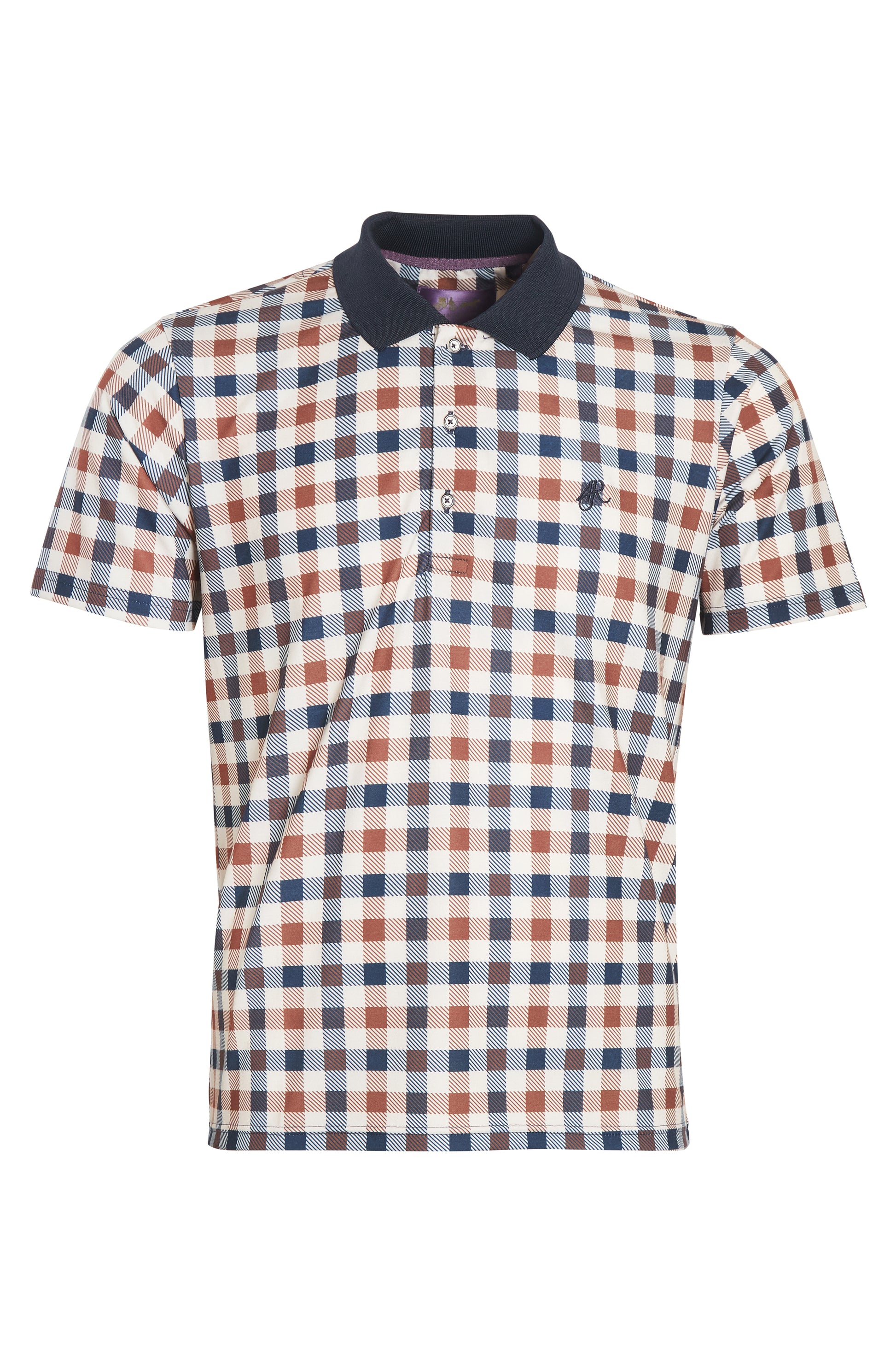 Printed check jersey polo