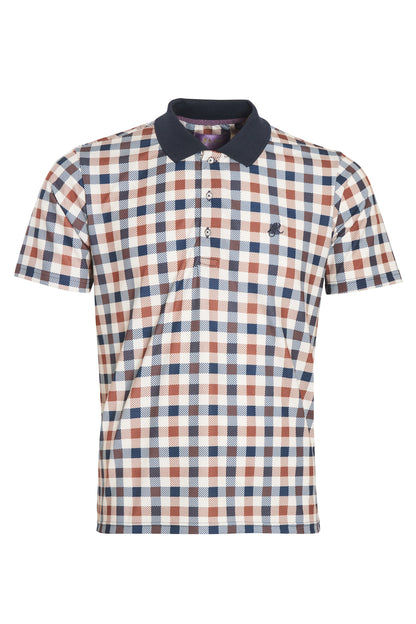 Printed check jersey polo