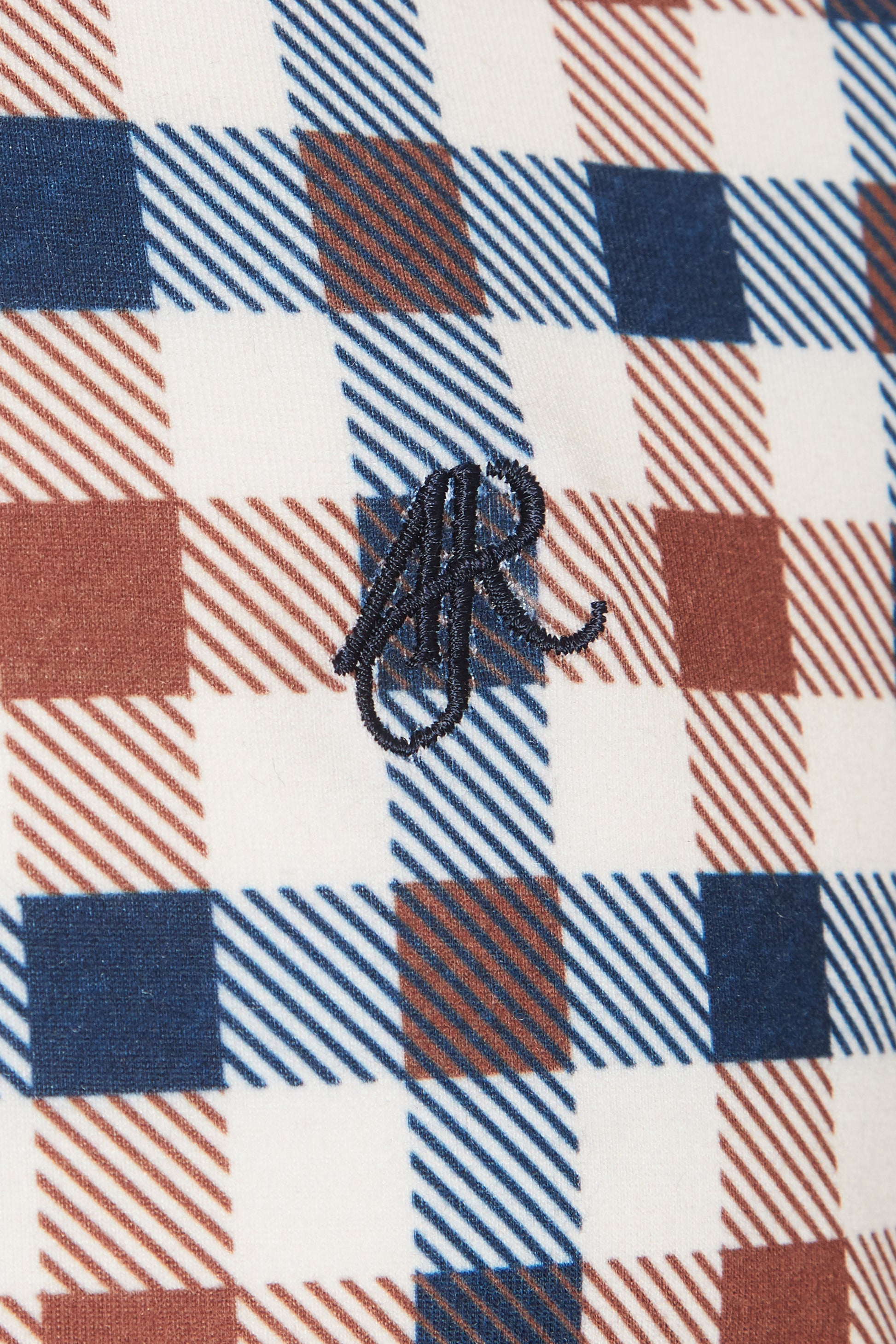 Printed check jersey polo