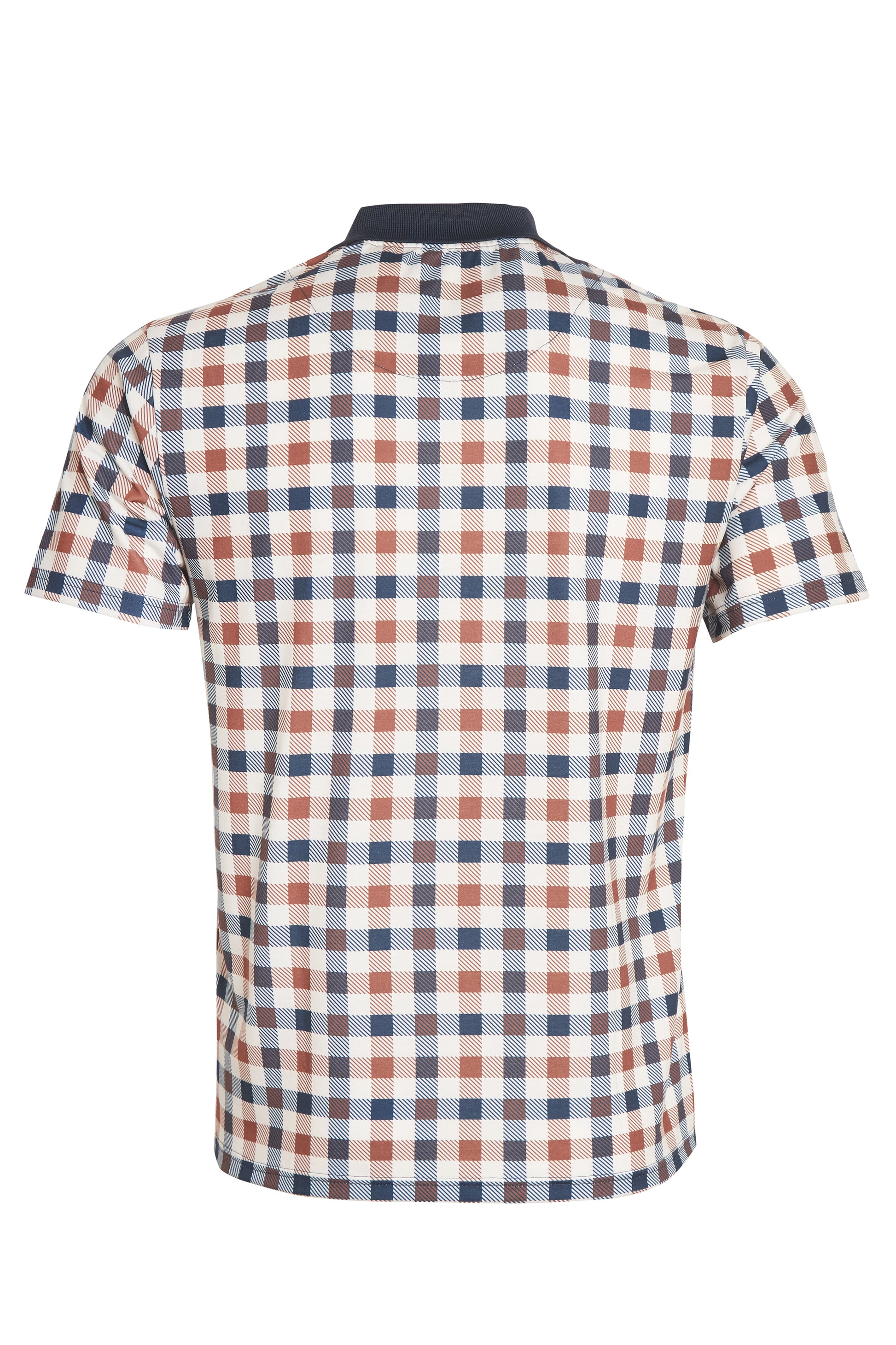 Printed check jersey polo