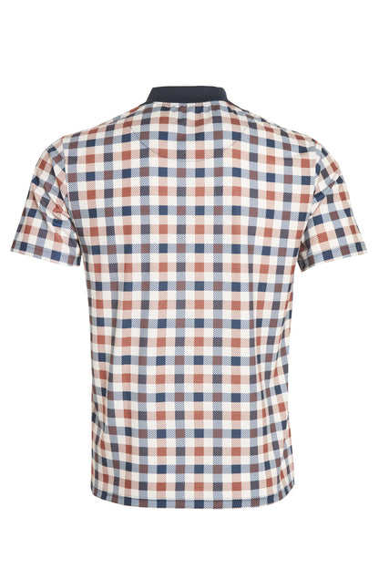 Printed check jersey polo