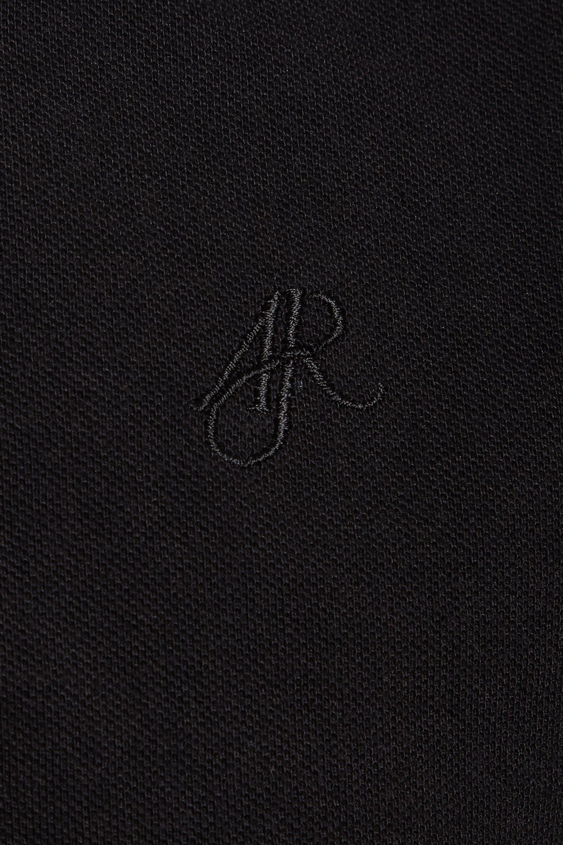 Black cotton pique polo colour block collar