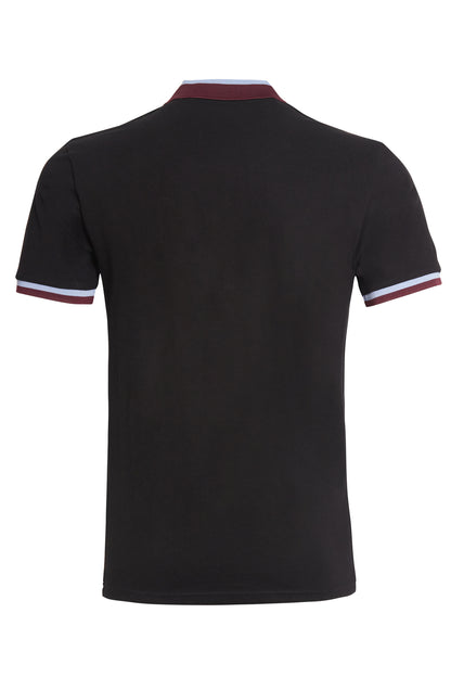 Black cotton pique polo colour block collar