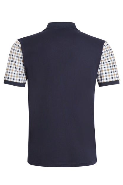 Navy jersey check polo shirt