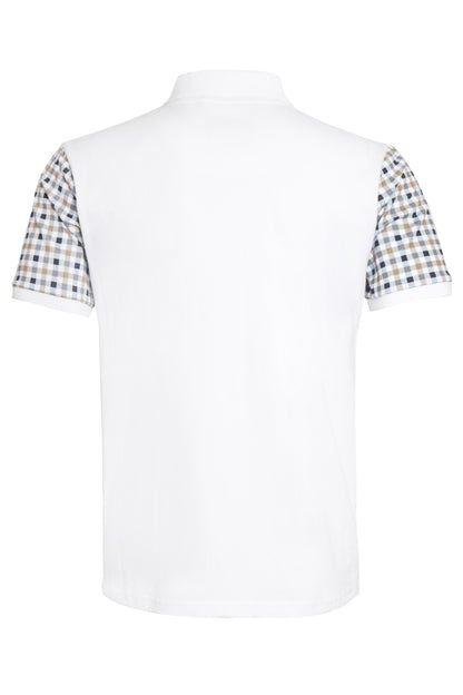 White jersey check polo shirt