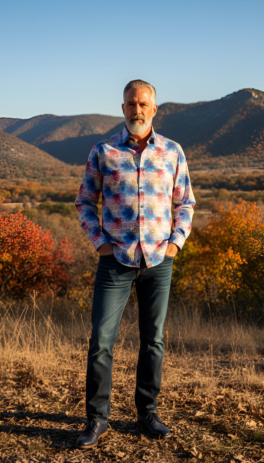 Circle multi colour geometric print