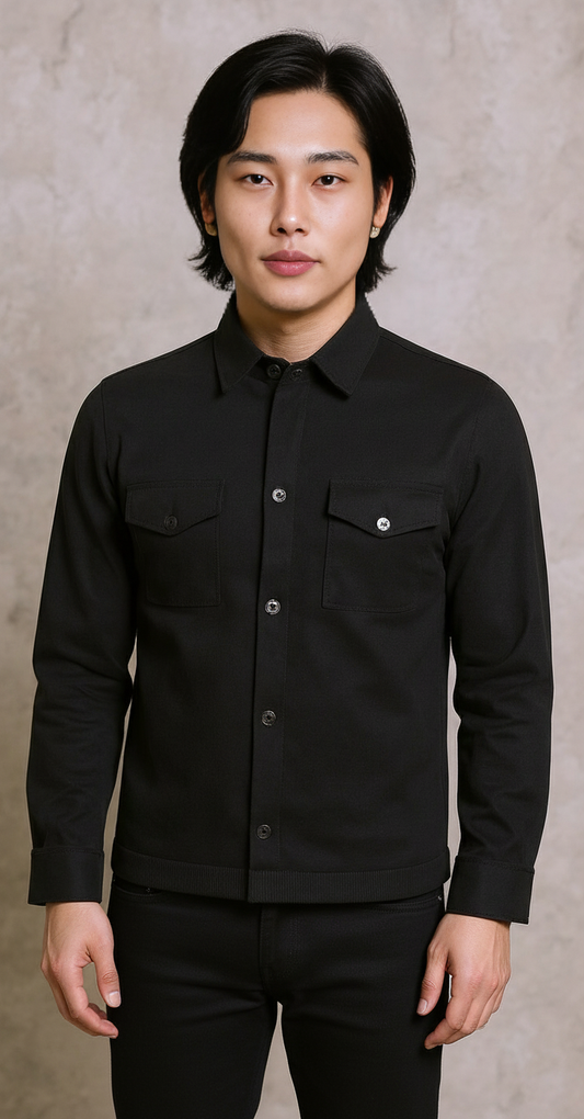 Black soft knitted overshirt