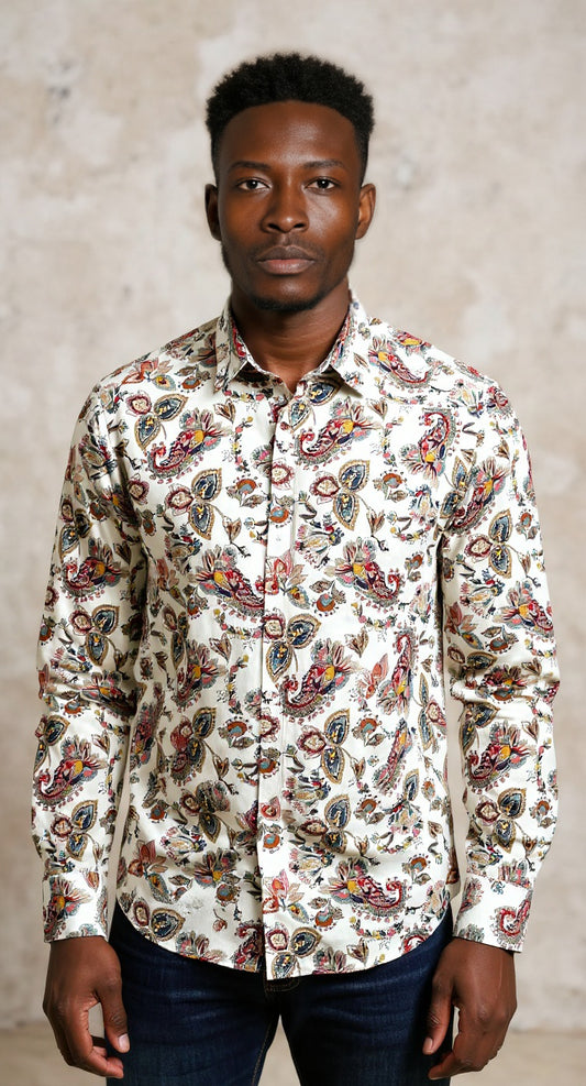 Digital print floral paisley shirt