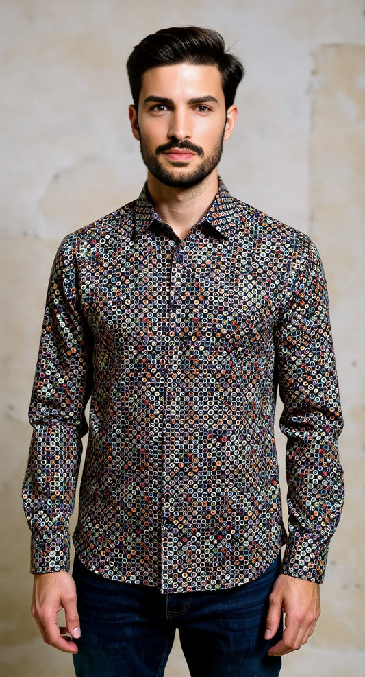 Digital print retro circle shirt