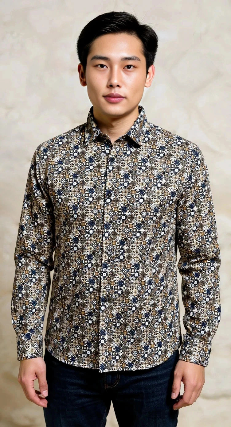 Digital print ethnic mosaic shirt
