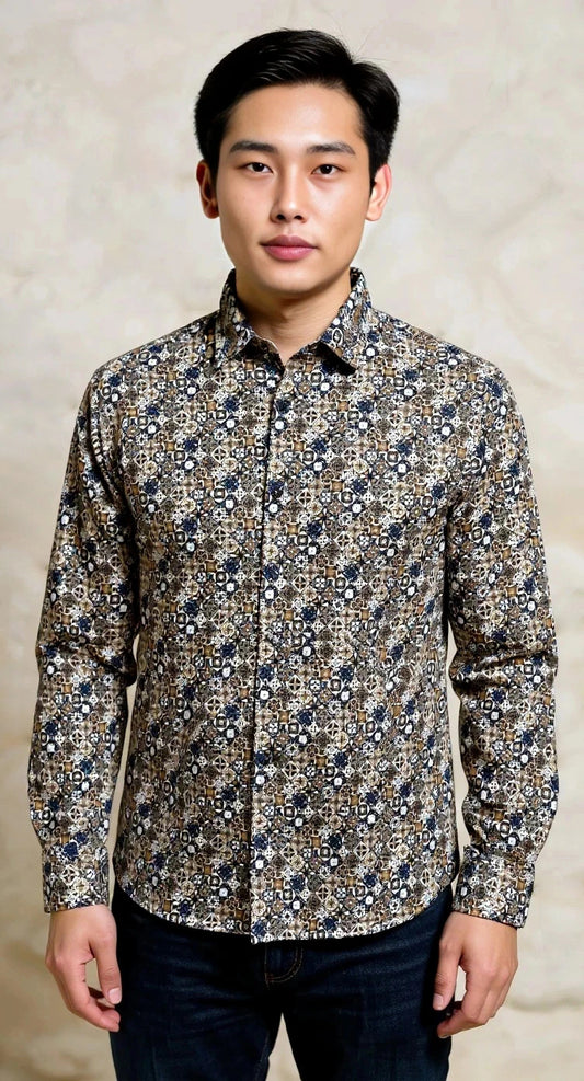 Digital print ethnic mosaic shirt