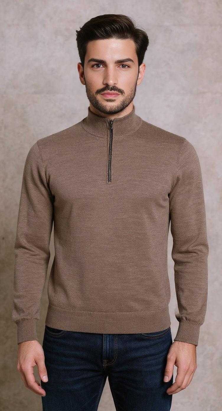 Mousse 100% merino quarter zip neck